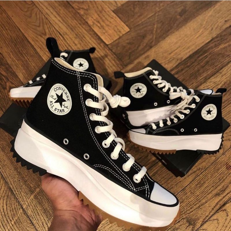 converse Run start hike high lugged black white
