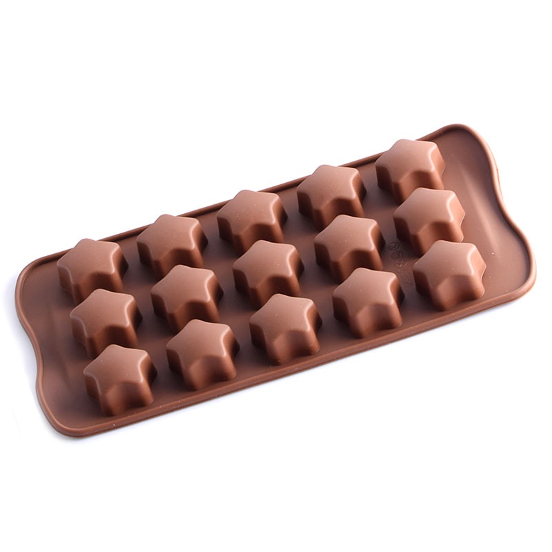 Cetakan Coklat Silicone Bintang Star 15 Grid Cetakan Coklat Jelly Pudding es Batu Star 15 Lubang Silicone Molds Baking Chocolate