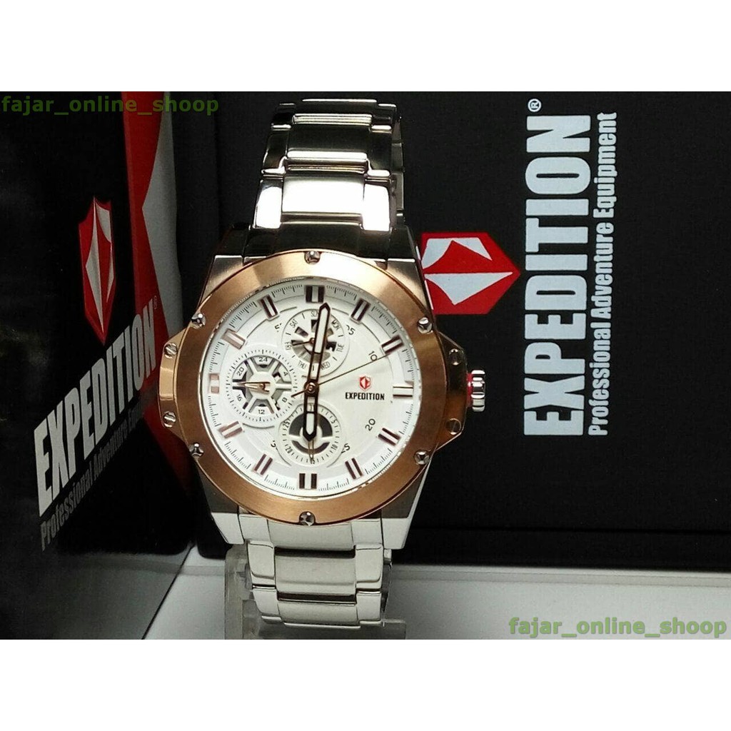 Jam Expedition E 6696B Silver Rose Gold Original