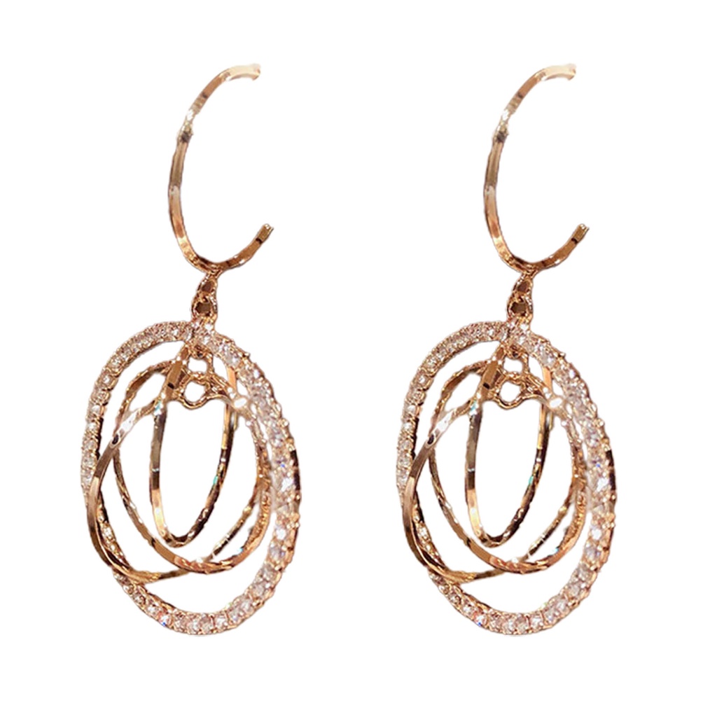 Hu Hu Hu Hu Hu Alat Bantu Pasang Kacamata♡ 1 Pasang Anting Hoop Berlian Imitasi Bentuk Bulat Geometris Untuk Hadiah Pernikahan