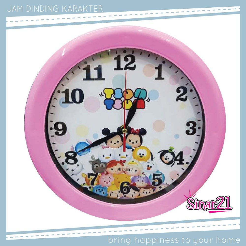 GRATIS BUBBLE WRAP + DUS - Jam Dinding Tsum Tsum / Kartun Cartoon Disney Wall Clock [750 gram]