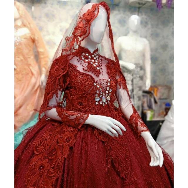 Gaun pengantin brukat free slayer