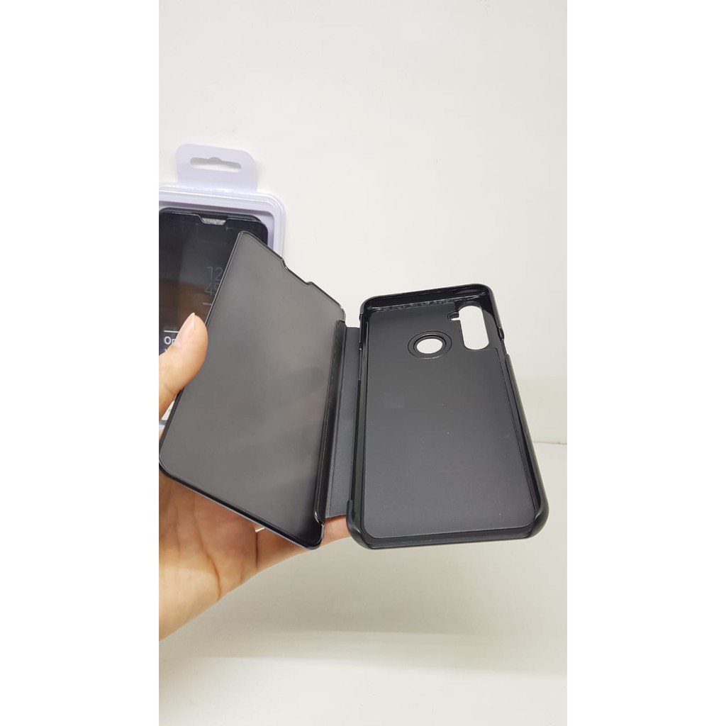 Flip Mirror Realme C3 6.5 inchi Clear View Standing Cover Realme C3 AUTOLOCK