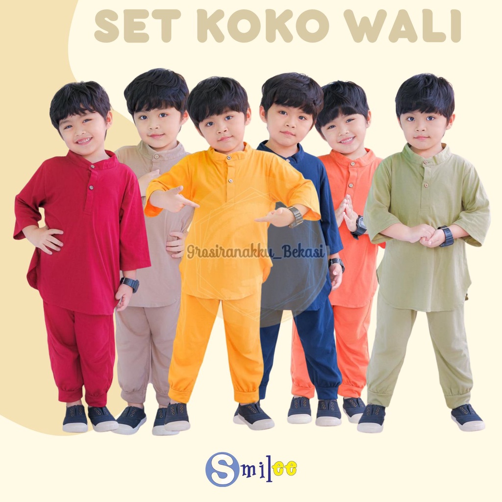 Setelan Koko Anak Kaos Wali Mix Warna 1-5 Thn