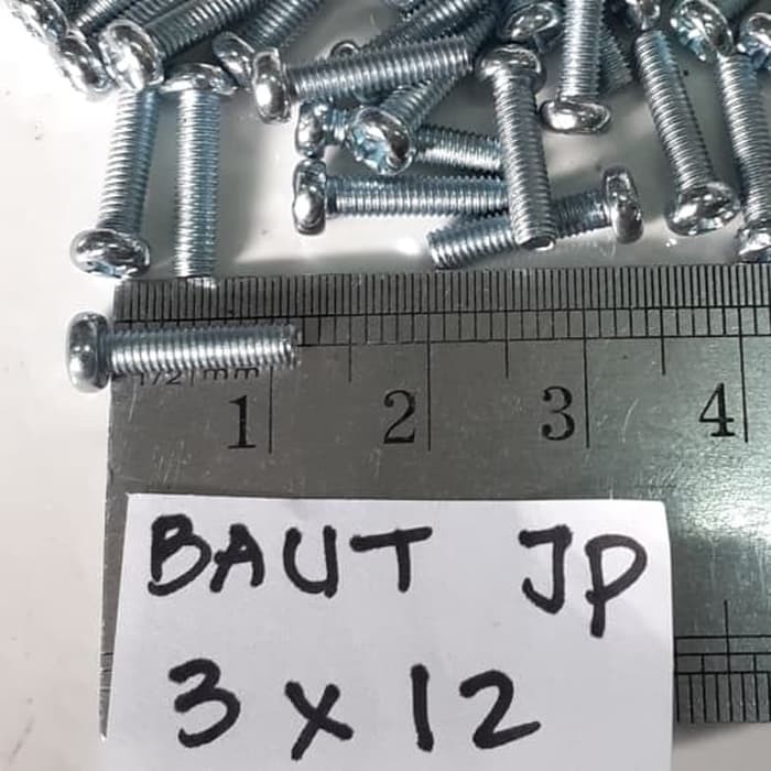 Baut Putih 3x12 Baut JP3x12 Kepala Obeng M3x12 M3 x 12 per 100 pcs