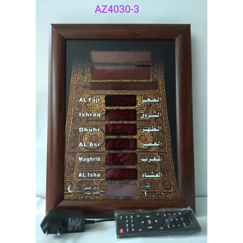 Digital Jam Azan Sholat Dinding Masjid LED Auto Islamic Clock AZ-4030-3