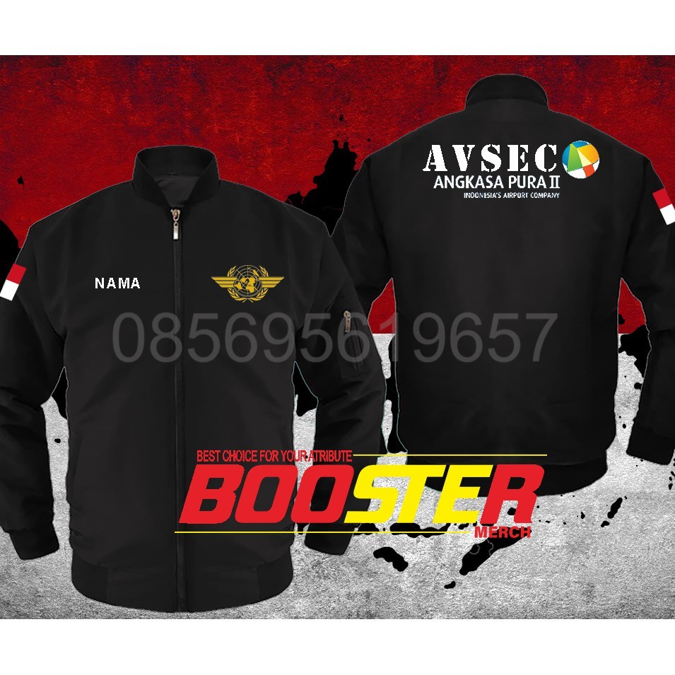 Jaket bomber Distro bordir anti air avsec angkasa pura II terbaru original (WATERPROOF/ANTI AIR)
