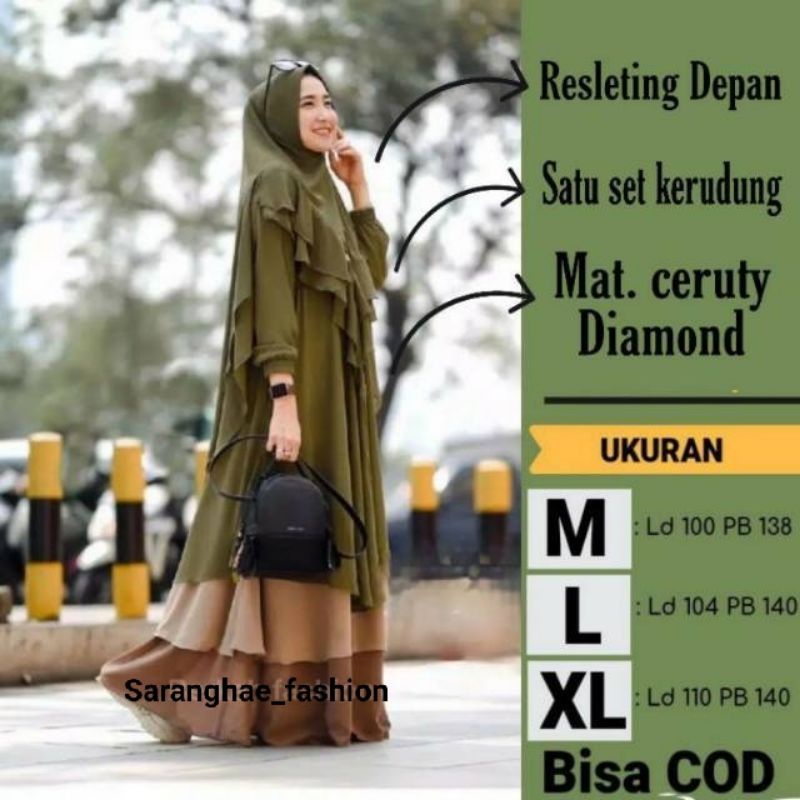 {BISA COD} Gamis Syari asdf Gamis + khimar ASYAFA SYARI gamis syar'i cantik murah stylish terbaru