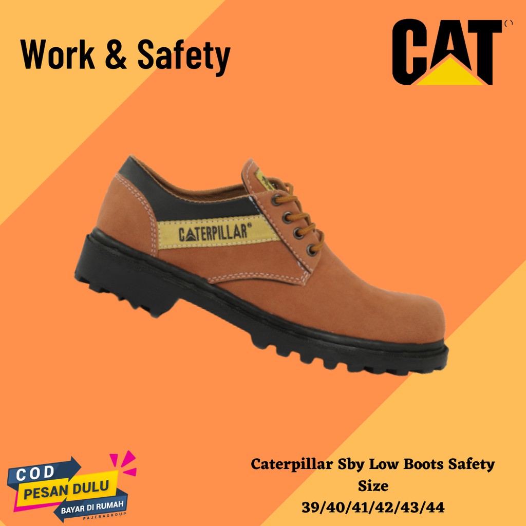 Sepatu Boots Sefty Pria Caterpillar Sby Suede Low Ujung Besi Boot Safety Pendek Kerja Anti Selip