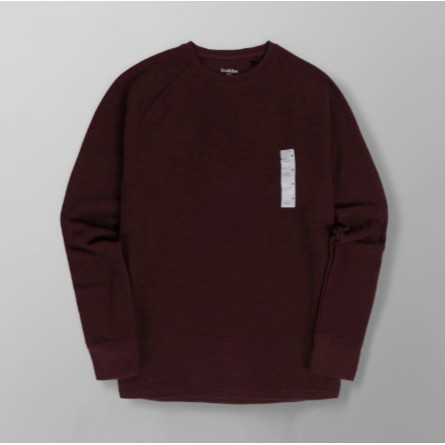 Goodfellow Crewneck Textured Sweatshirt Maroon Original Kaos Waffle