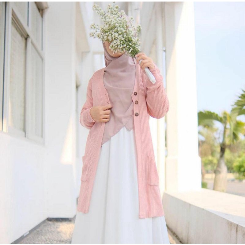 Cardigan Nilam Rajut / Cardigan Panjang Muslimah MURAH NYAMAN 100% REAL