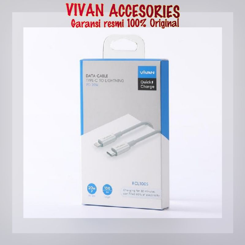 VIVAN KCL100S Kabel Data Cable Type-C To iPhone Lighting 100cm- Fast Charging