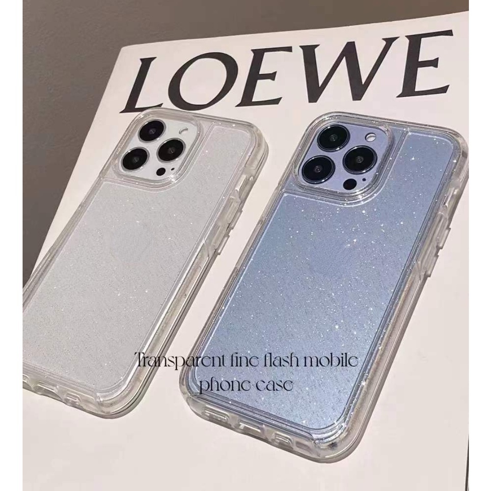 Hard case Glitter Transparan Anti Jatuh Untuk iPhone 14 13 Pro Max 12 Mini 6 + 7 + 8 + XsMax 11Pro 11ProMax