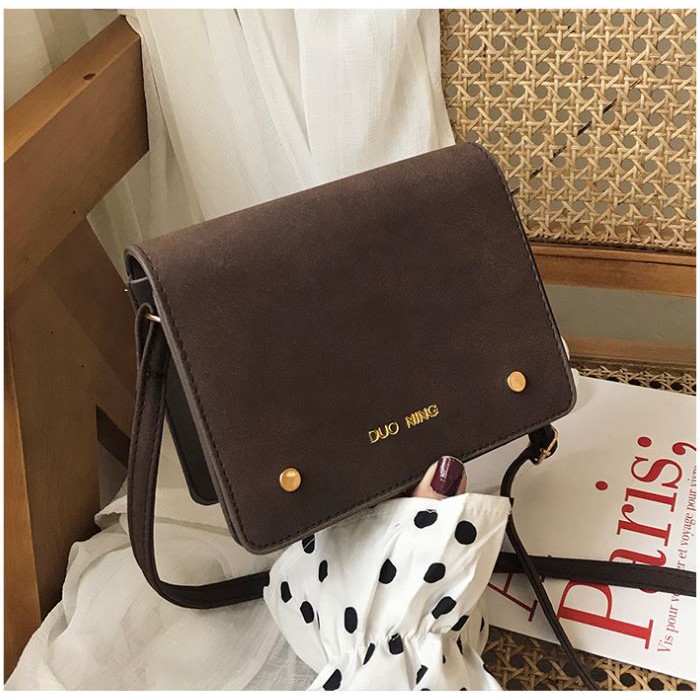 Tas Selempang Wanita Slingbag Simple Retro Motif Tas Pesta Bahan Kulit Sintetis Korean Fashion Style