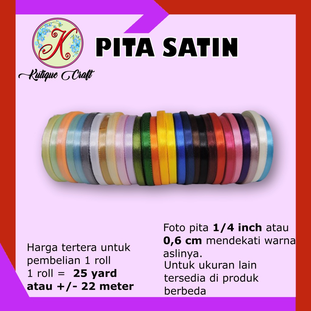 Pita Satin 0,6 cm / 1/4 Inch harga per roll