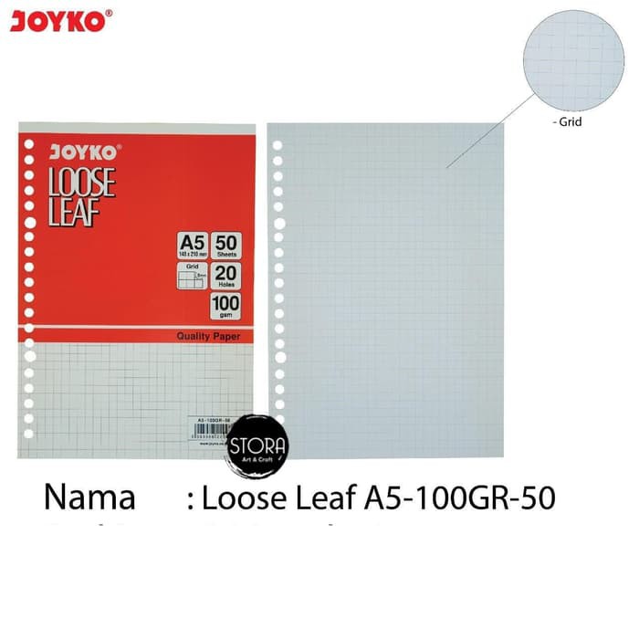 

Langsung Order Kertas Binder Joyko Loose Leaf Grid Kotak 5x5mm A5 - 100Gsm 50 Sheet Murah