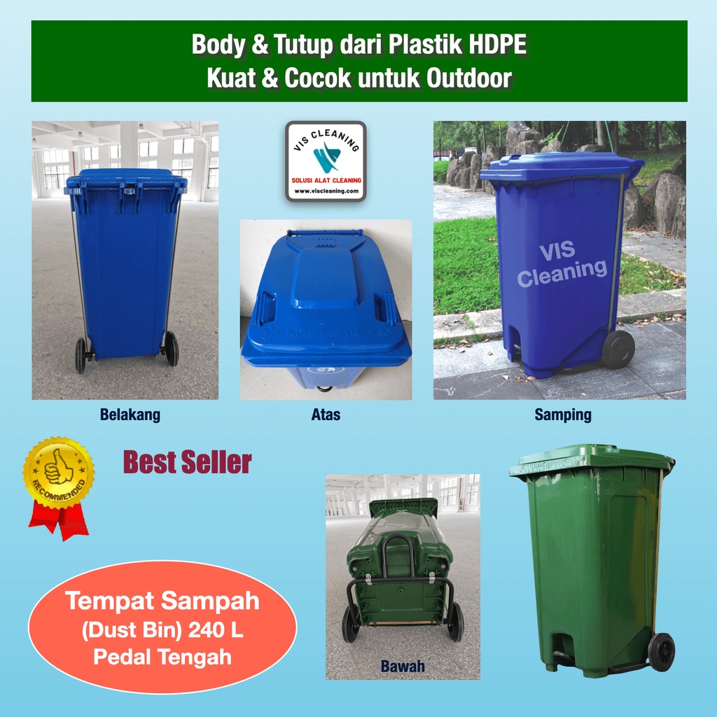 Tempat Sampah HDPE 240 Liter dgn Pedal Tengah