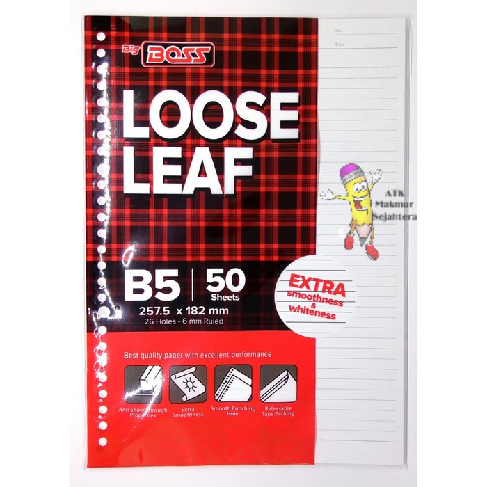 

Loose Leaf / Isi File Big Boss B5 50 Lembar