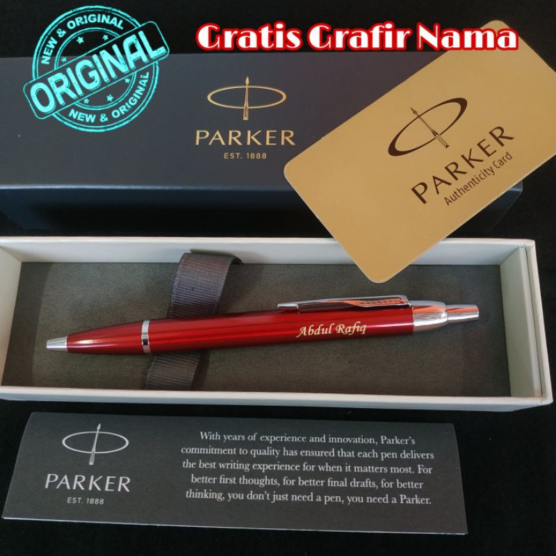 

pulpen mewah original red Parker exclusive gratis Grafir nama
