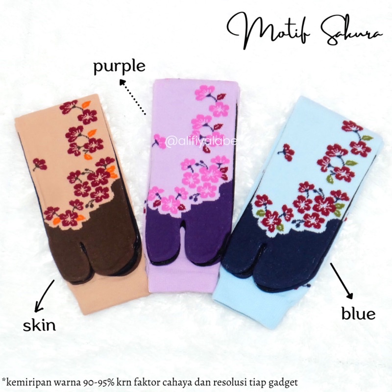 KAOS KAKI JEMPOL MUSLIMAH NILON “MOTIF SAKURA” by @alifiyalabel