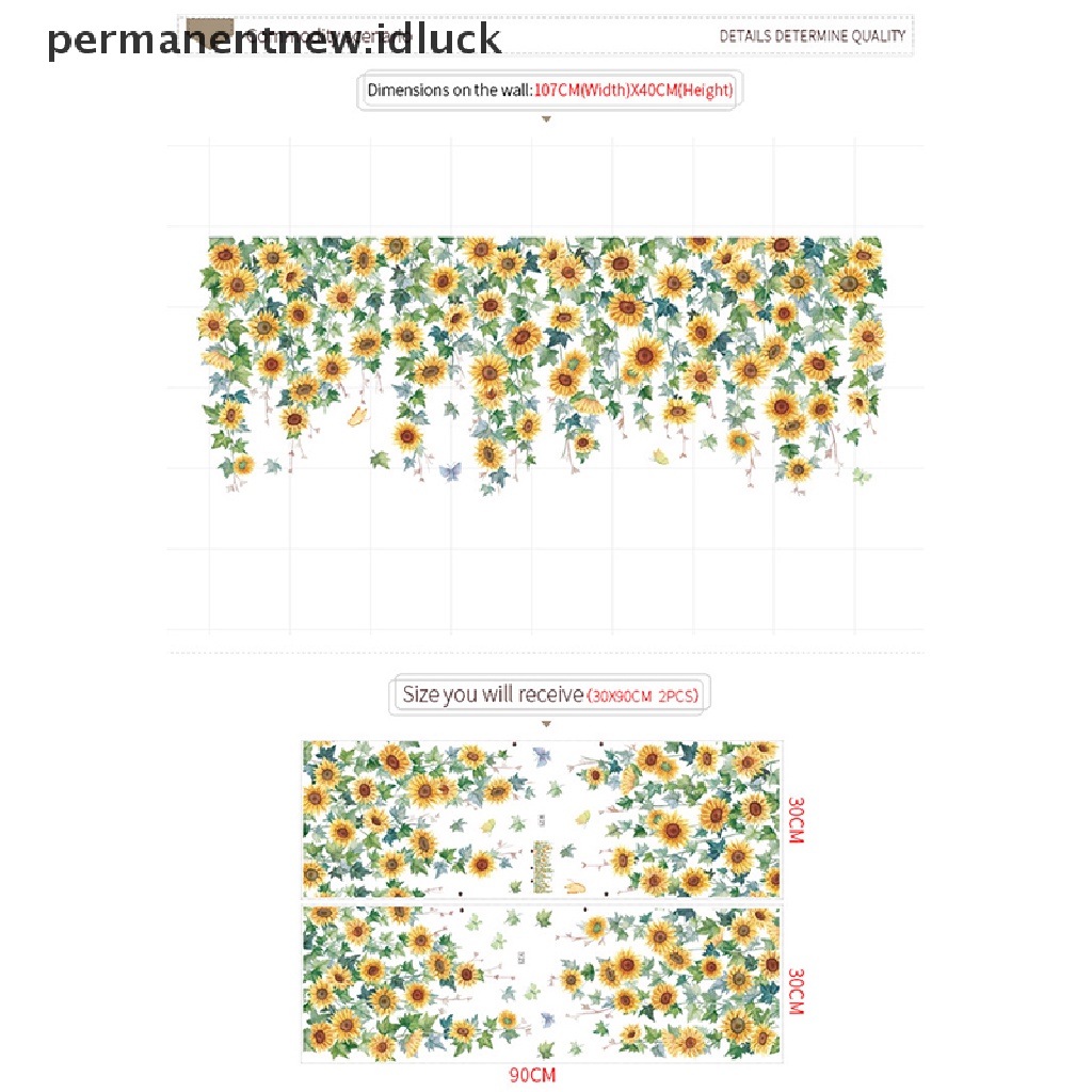 Stiker Dinding Motif Bunga Matahari Bahan PVC Untuk Dekorasi Kamar Tidur