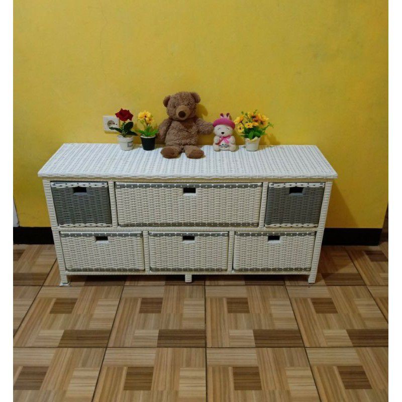 bufet laci rotan sintetis serbaguna model jasmin