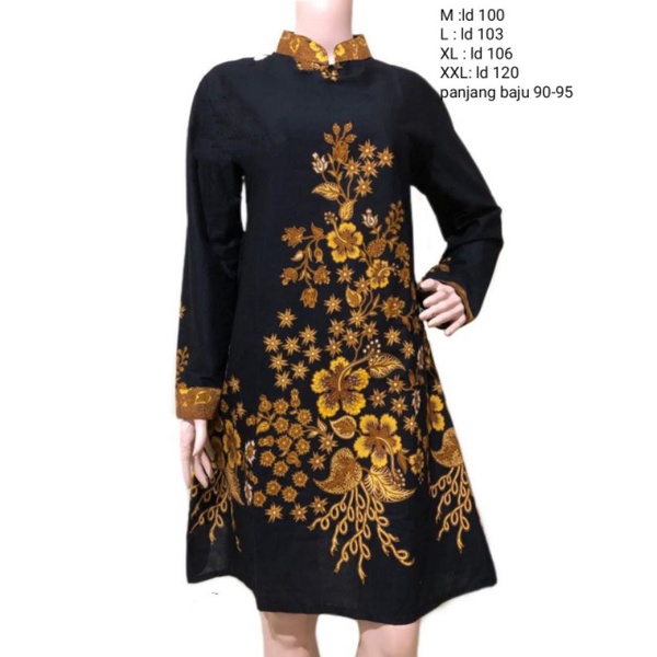 Tunik Batik Wanita Modern Kekinian Jumbo ld 120 Tunik Batik Busui Terbaru - Baju Batik Kerja Kondang
