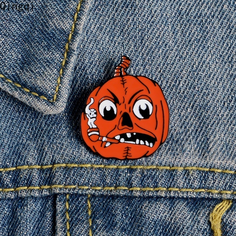 Bros Pin Enamel Desain Labu Penyihir Hantu Halloween