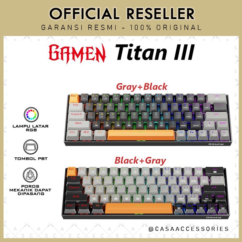 GAMEN Titan III Mechanical Switch Blue Gaming Keyboard Wired RGB