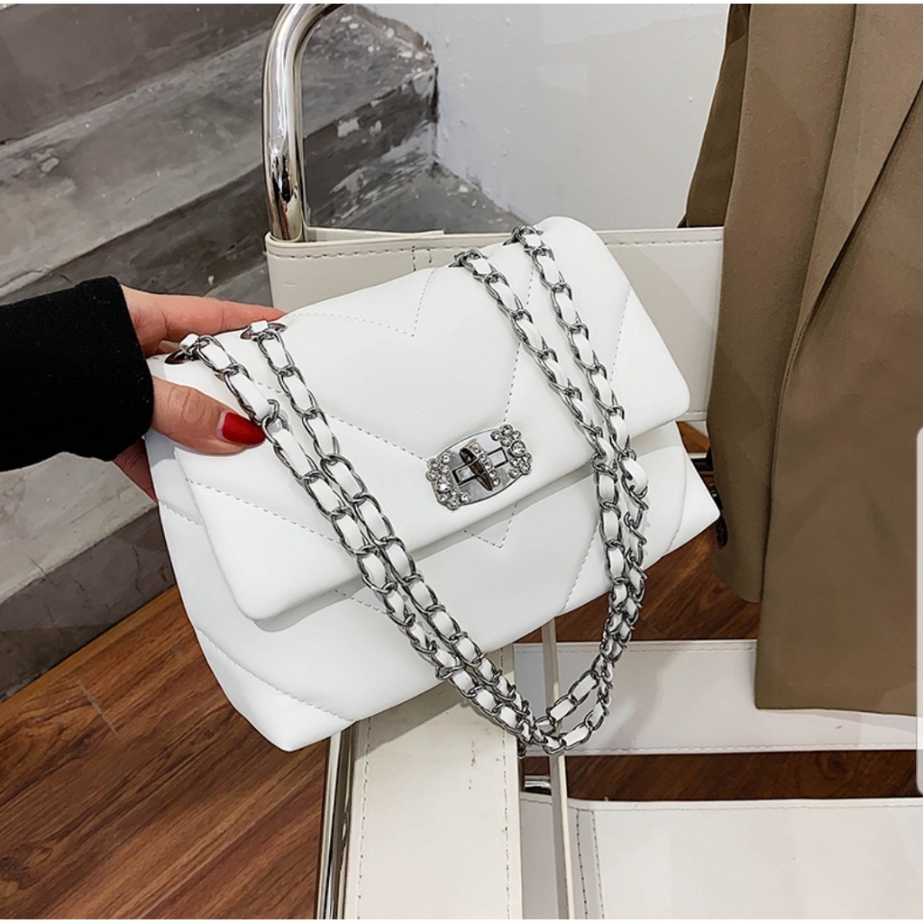 BJ31926 - BLACK/KHAKI/RED/WHITE - TAS SLEMPANG BAHU SHOULDERBAG PESTA TALI RANTAI WANITA FASHION IMPORT MODIS ELEGAN TERMURAH TERLARIS TERBARU BAGSTORE JAKARTA TAS BATAM LT1926 BQ3242