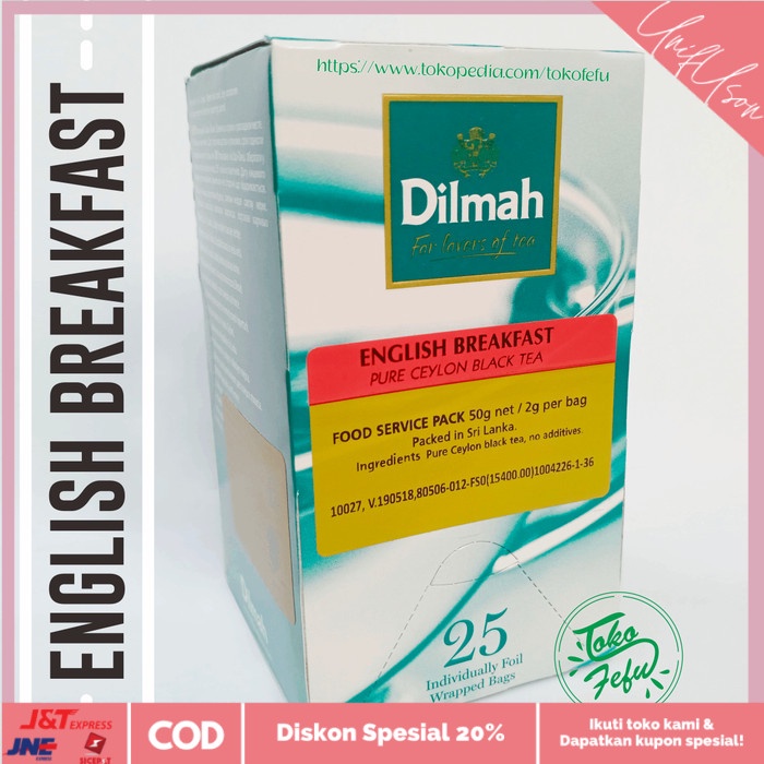 

⭐COD⭐ Dilmah English Breakfast Tea [Isi 25 Sachet Envelope]