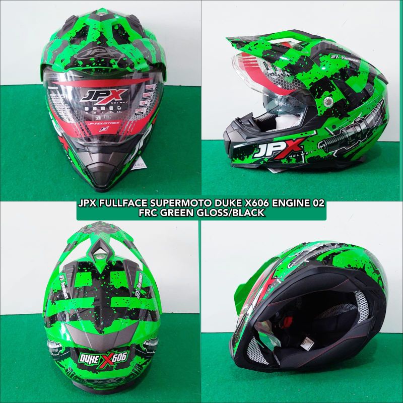 Helm Full Face JPX Supermoto Duke X606 Engine 02 Motif Jambi