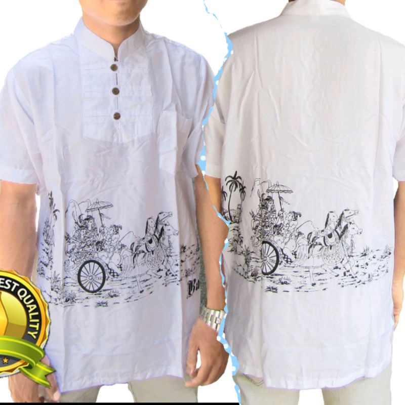 BAJU KOKO PUTIH MOTIF BALI / BAJU KOKO BALI