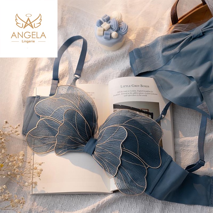 ANGELA PREMIUM JAPAN Bra BH Push Up Set Tanpa Kawat Celana Dalam Wanita Bikini Sport Beha Lingerie Korea Fashion Remaja Perempuan Sexy Pakaian Dalam COD Renang Motif Cewek Pita Bunga Murah Jumbo