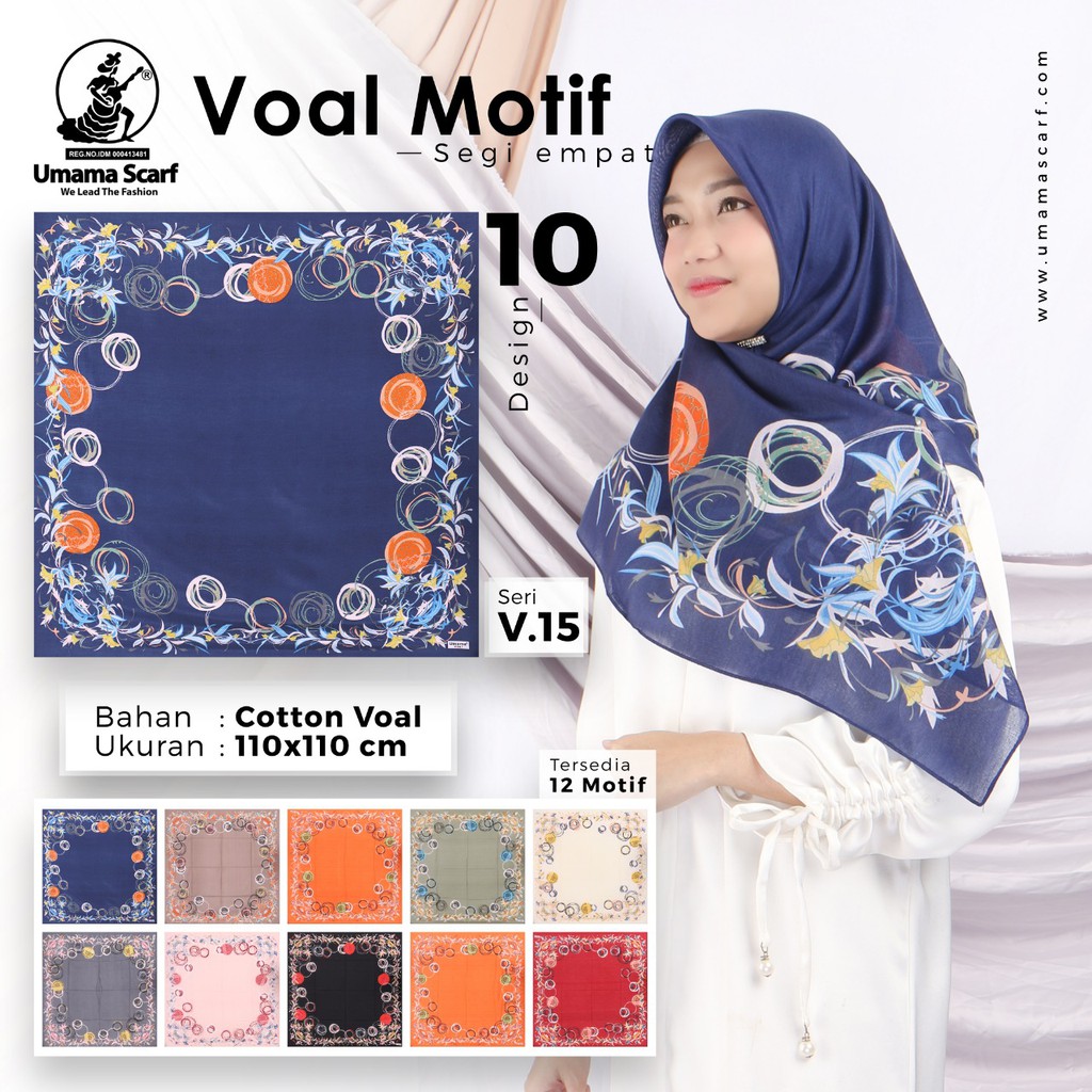 Grosir 10 Pcs Hijab Segi Empat Voal Motif 10 Bahan Cotton Voal - By Umama