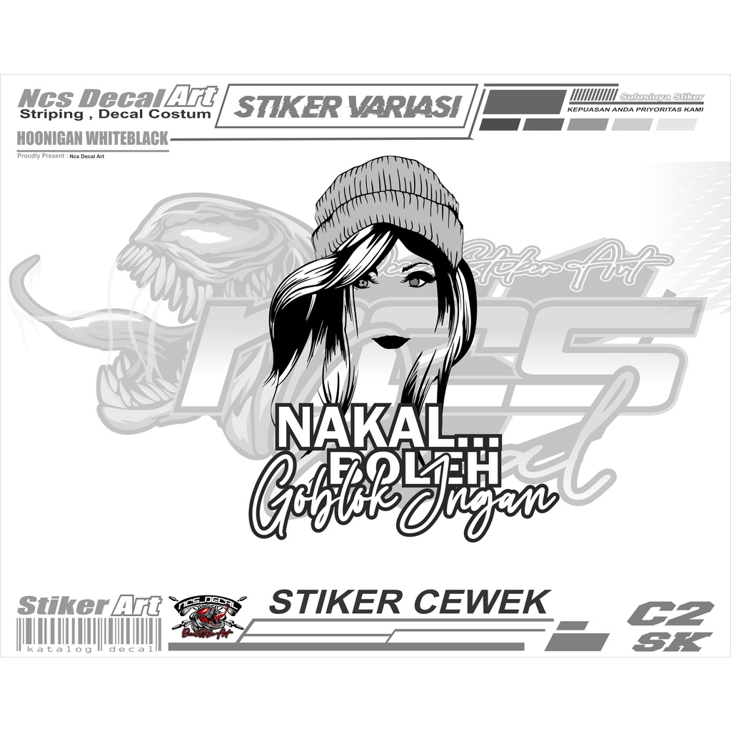 stiker cewek vektor / stiker mobil/motor stiker lis variasi stiker costum