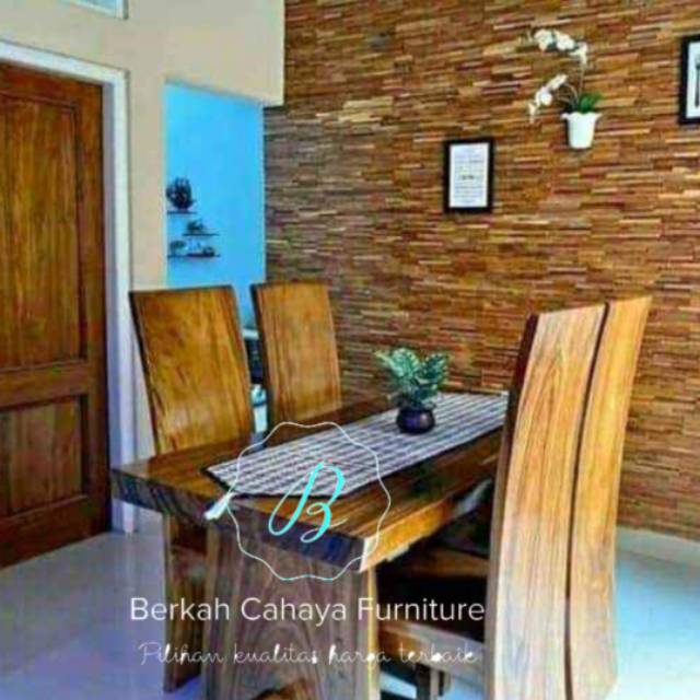 Meja makan 4 kursi kayu trembesi jepara