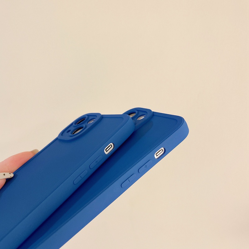 Korean Style！Pure Blue Color Soft Silicon Case OPPO F11 A52 A92 A9 A5 A31 2020 Reno 5 6 Simple Casing VIVO V15 V20 Pro S1 Y12S Y20 Y20i Y20S Y20A Y12i Y11 Y12 Y15 Y17 Y19 Y50 Y30 Y30i Xiaomi Redmi Note 7 8 Pro Camera Protector