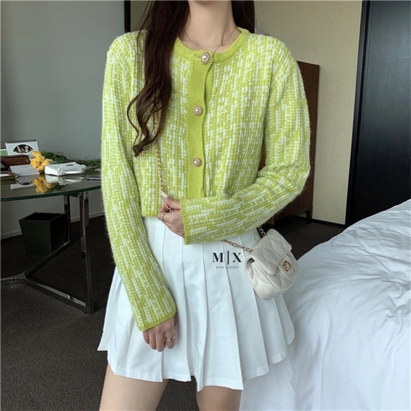 CARDIGAN CROP TOP KNIT  KOREAN STYLE RAJUT LENGAN PANJANG OUTER ATASAN WANITA MX921