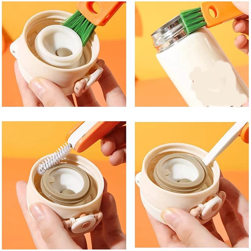 3 in 1 Multifunctional Vacuum Cup Lid Clean Cup Brush / Gap Bottle Cap Concave-convex and Dead-angle Cleaning Brush for Bottle,Cup