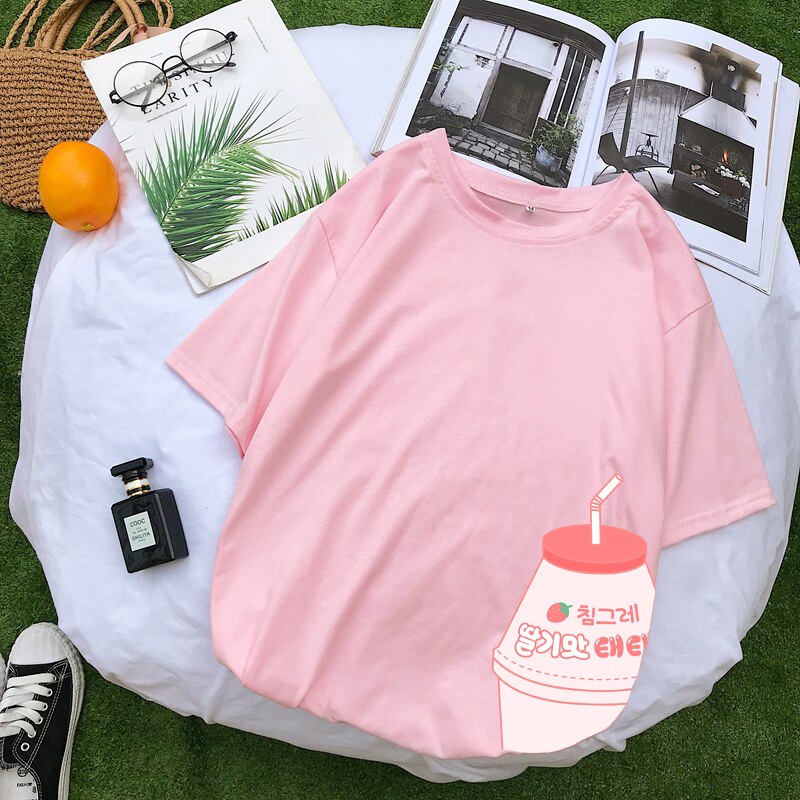 MYSTIQUE.ID-BAJU KAOS KOREAN MILK T-SHIRT LUCU DAN AESTHETIC