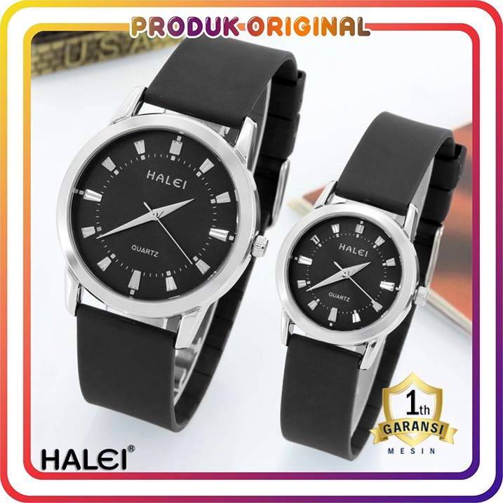 COD JAM TANGAN COUPLE HALEI ORIGINAL 502 BAHAN KARET WATER RESISTANT STAINLES STEEL