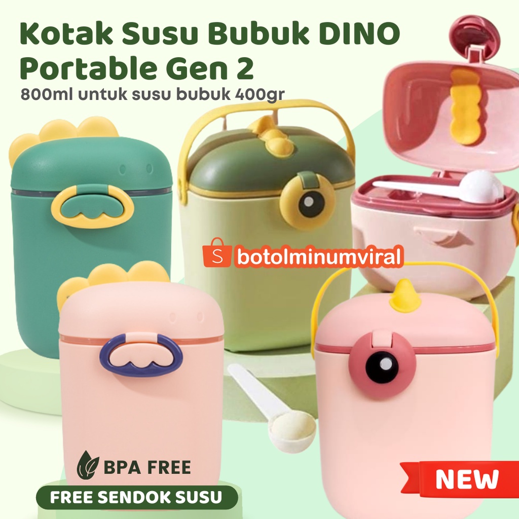 Kotak Tempat Susu Bubuk Bayi Anak 800 ml Besar Dino Snack Container PREMIUM