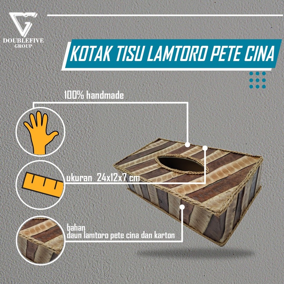 Tempat tissue Kotak Tissue tissue box Tisu Kulit Lamtoro Petai Cina 24x12x7 cm