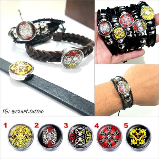 Gelang Custom Tema DAYAK Kulit Multilayer