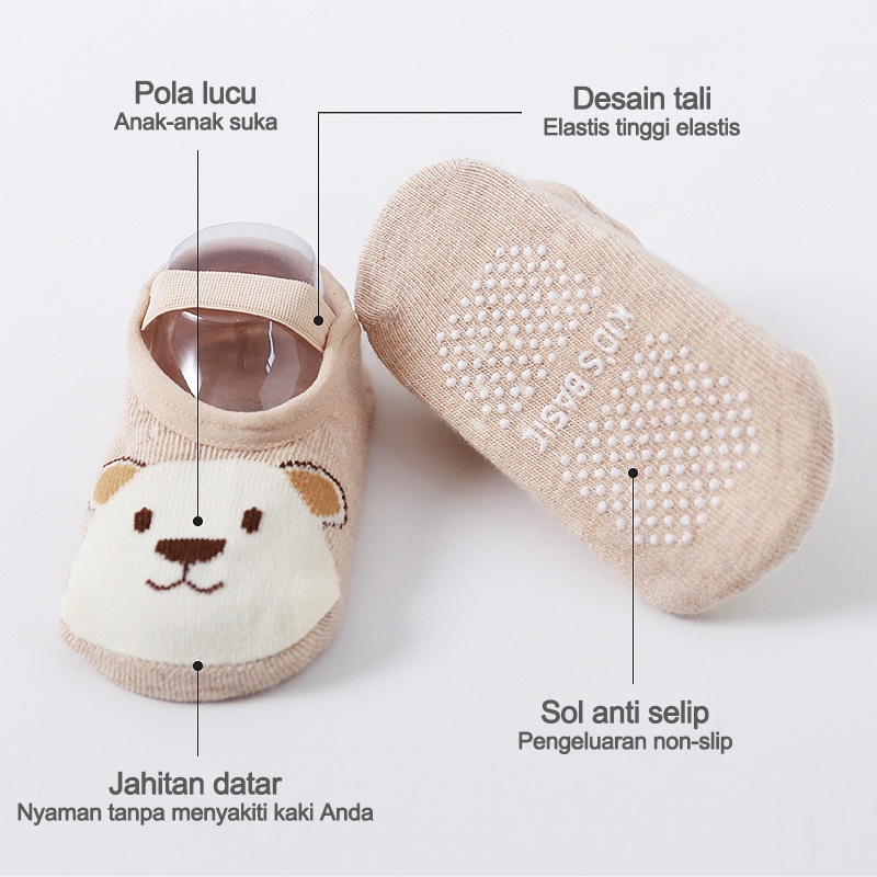 Kaos kaki anak bayi ankle dengan strap/Kaos kaki bayi/Sepatu kaus kaki anak bayi bahan katun anti slip/Kaos kaki anti slip  L116/117