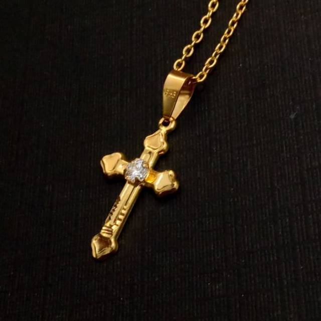 Christian Kalung Salib Cantik Emas asli Kadar 700