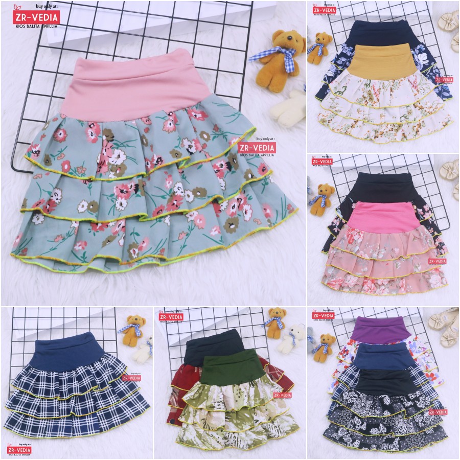 Sasha Skirt uk 1-2 Tahun / Rok Anak Perempuan Murah Skirt Pendek Polos Kaos Lucu Grosir Pakaian Adem