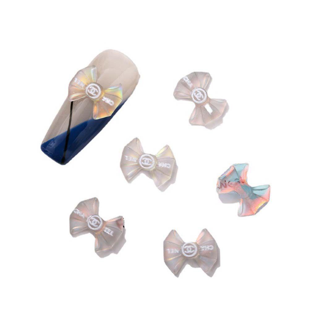 AUGUSTINA Dekorasi Nail Art Agustina 20pcs Kawaii 3D Flat Back Bow AB Kristal Manikur Aksesoris