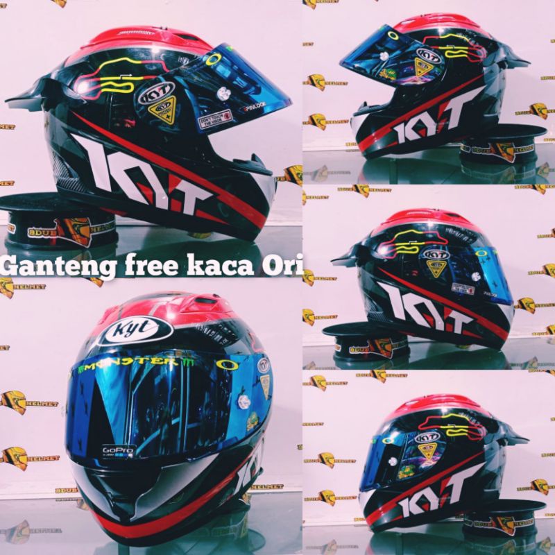 helm kyt full face rc seven motif #19 black white blue paket ganteng 100% baru Ori kyt-Paket ganteng top11